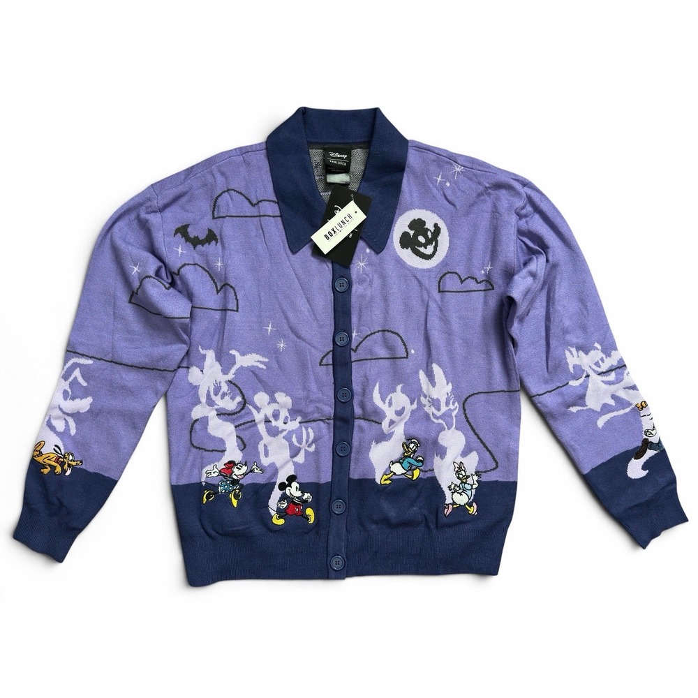 Disney Mickey Friends Halloween Parade Glow-in-The-Dark Cardigan Sweater Size M